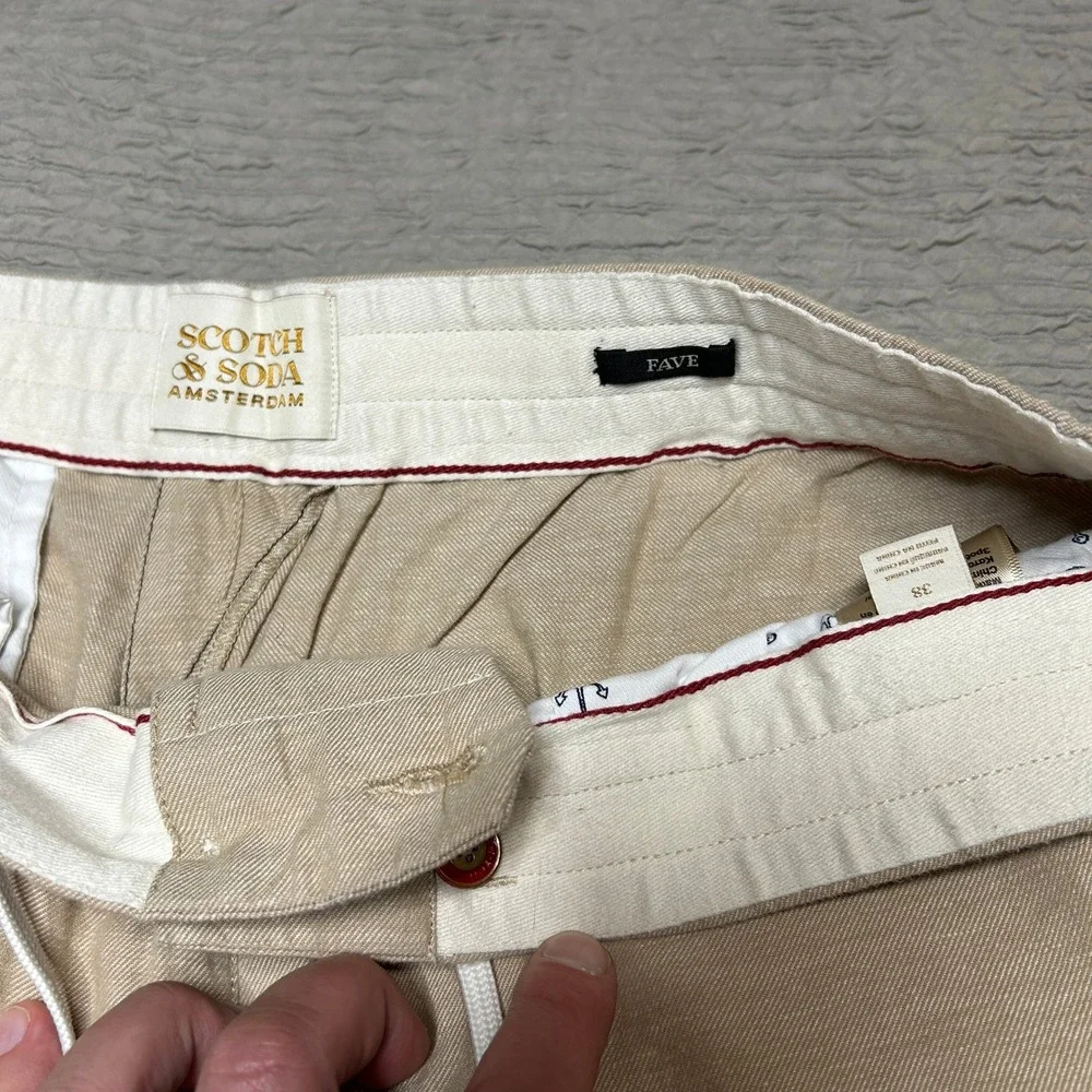 Scotch & Soda Fave Linen Blend Shorts Beige Sand Drawstring Mens Fave 36x10